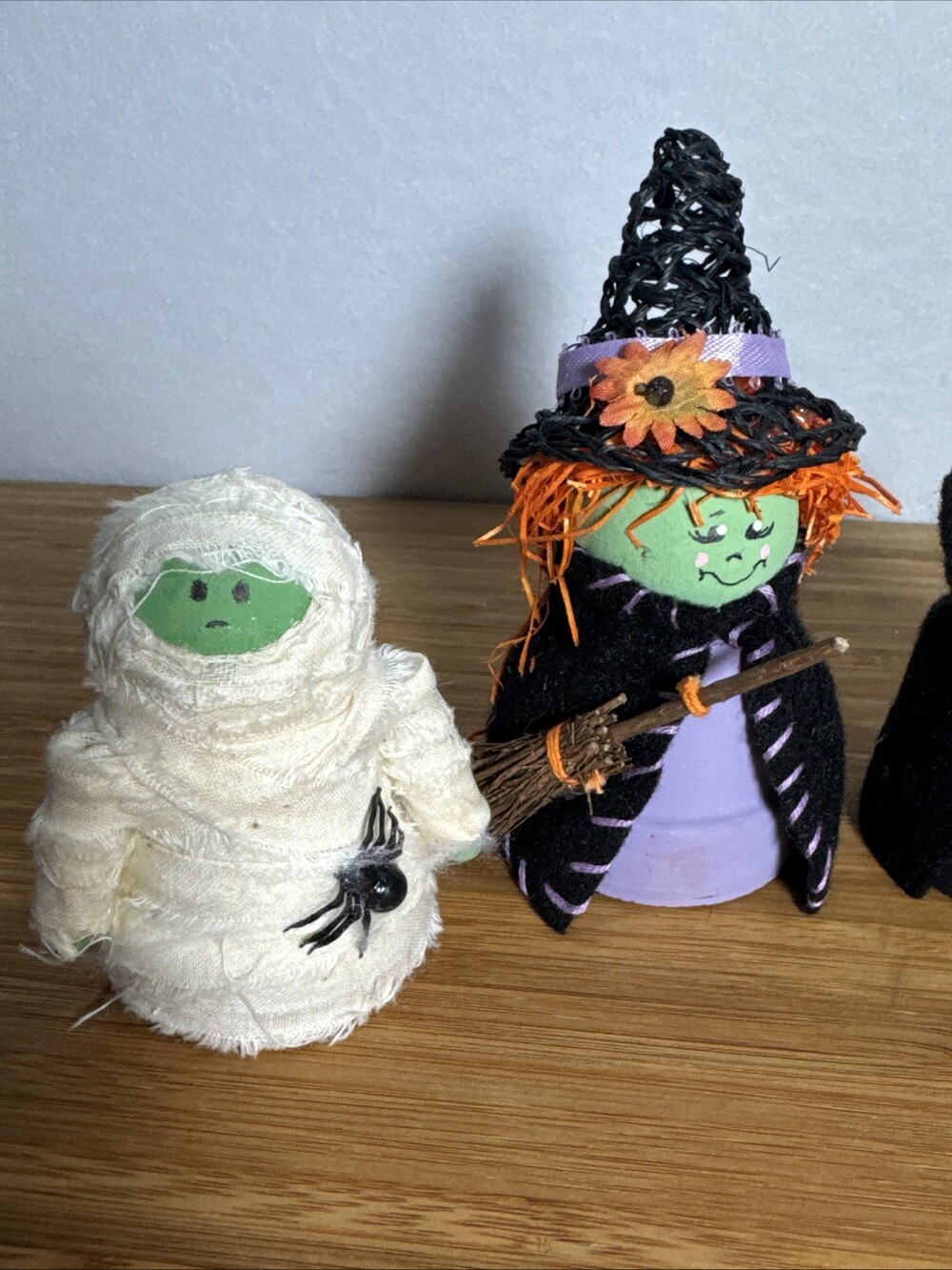 Miniature Flower Pot Handcrafted Halloween Figurines Mummy Witch Dracula Franken